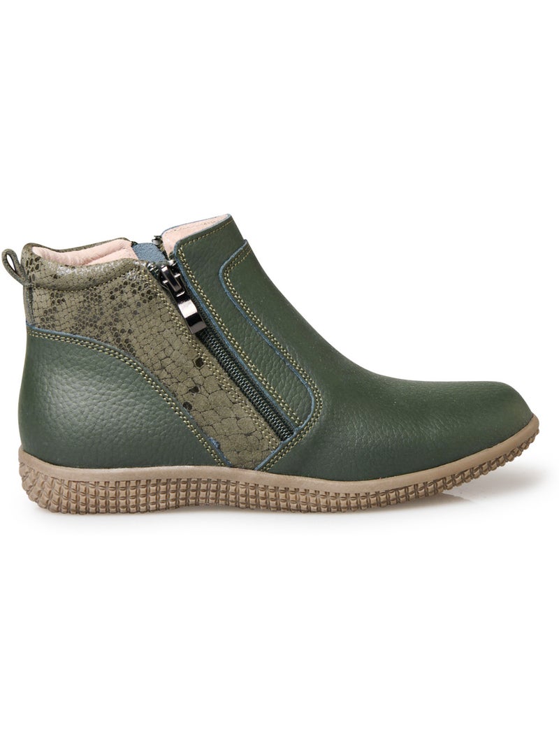 Boots cuir double zip - PEDICONFORT Kaki - Kiabi