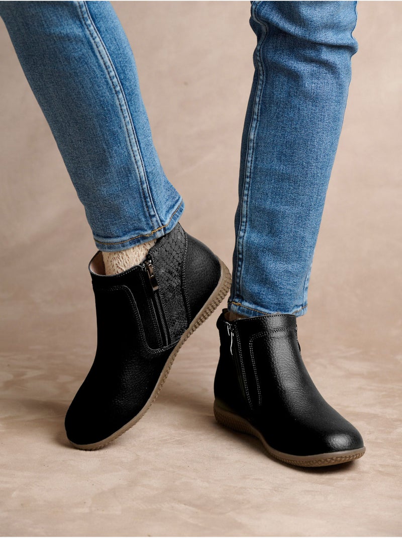 Boots cuir double zip - PEDICONFORT Noir Noir - Kiabi
