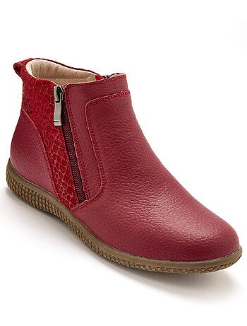 Boots cuir double zip