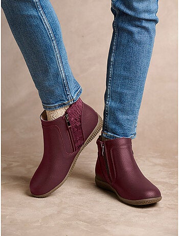 Boots cuir double zip