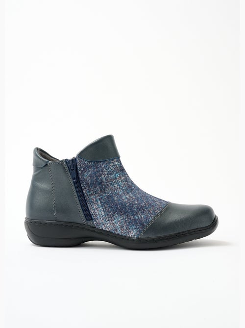 Boots cuir largeur confort double glissière - Afibel - Kiabi
