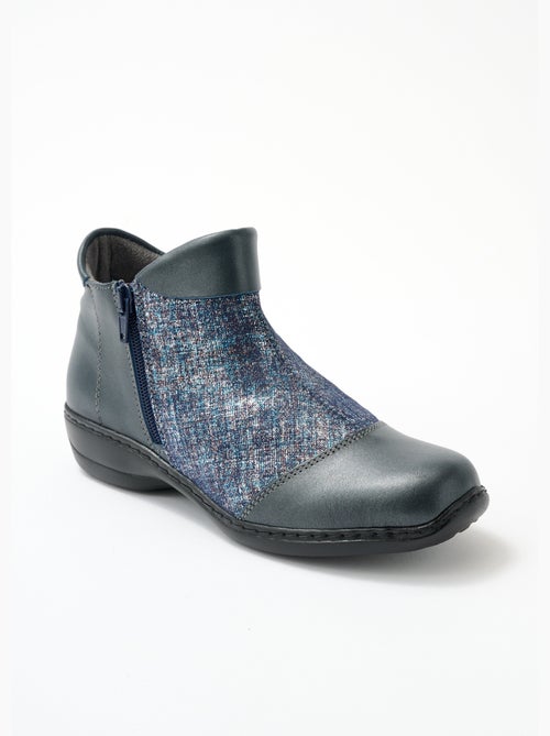 Boots cuir largeur confort double glissière - Afibel - Kiabi