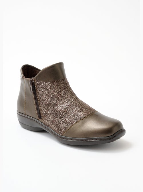 Boots cuir largeur confort double glissière - Afibel - Kiabi Boots cuir largeur confort double glissière - Afibel - Kiabi