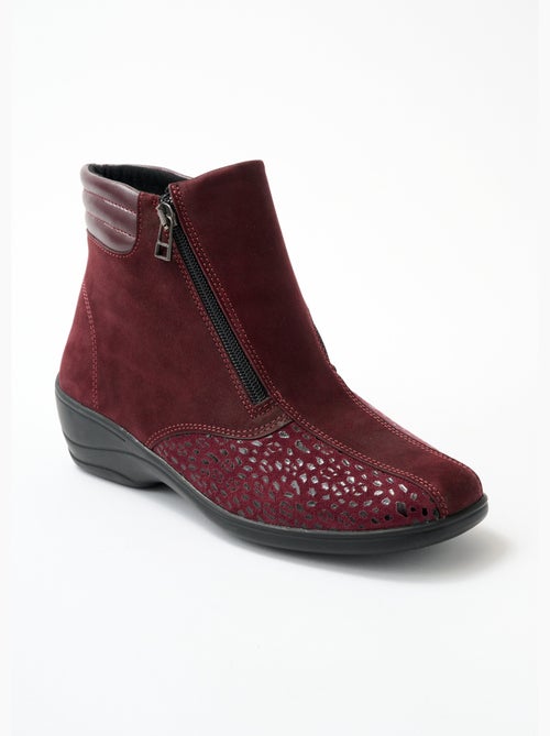 Boots cuir nubuck côtés extensibles - afibel - Kiabi