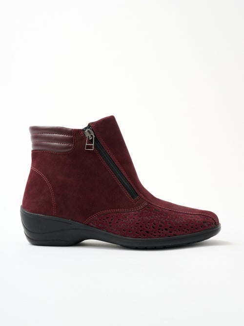 Boots cuir nubuck côtés extensibles - afibel - Kiabi