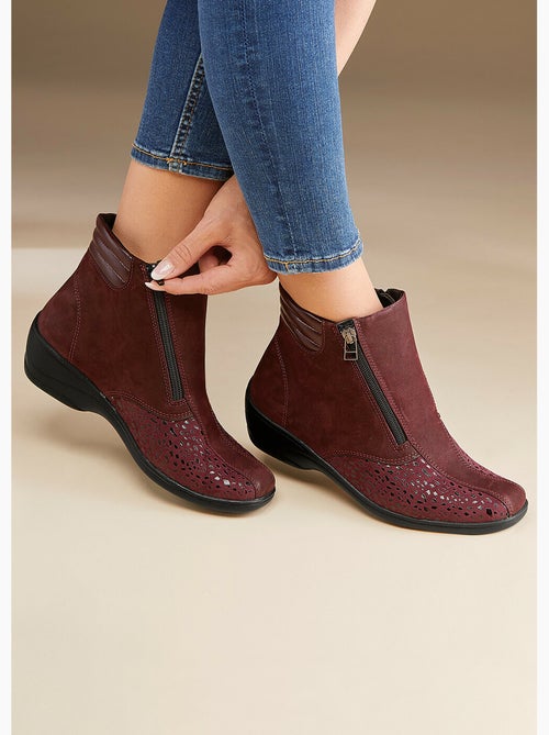 Boots cuir nubuck côtés extensibles - afibel - Kiabi