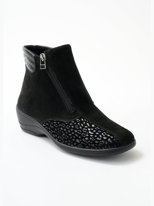Boots cuir nubuck côtés extensibles - afibel - Kiabi