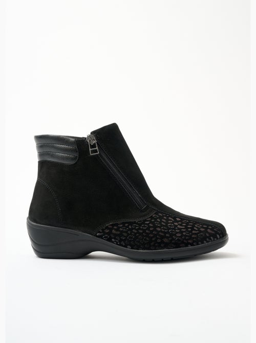 Boots cuir nubuck côtés extensibles - afibel - Kiabi