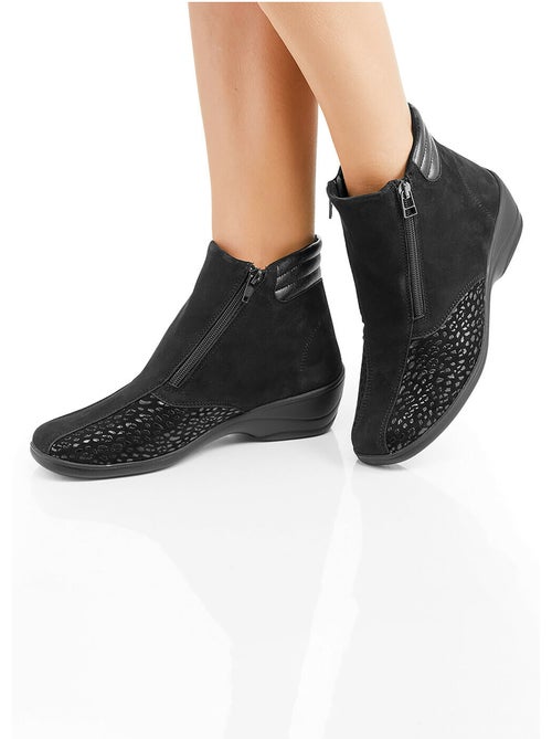 Boots cuir nubuck côtés extensibles - afibel - Kiabi