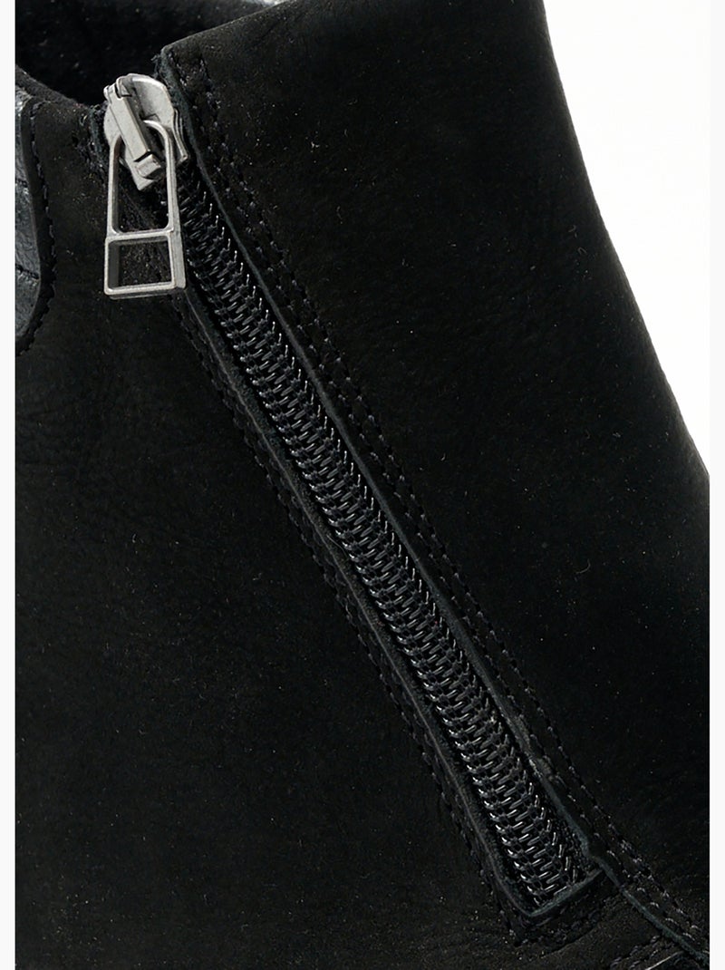Boots cuir nubuck côtés extensibles - afibel Noir - Kiabi