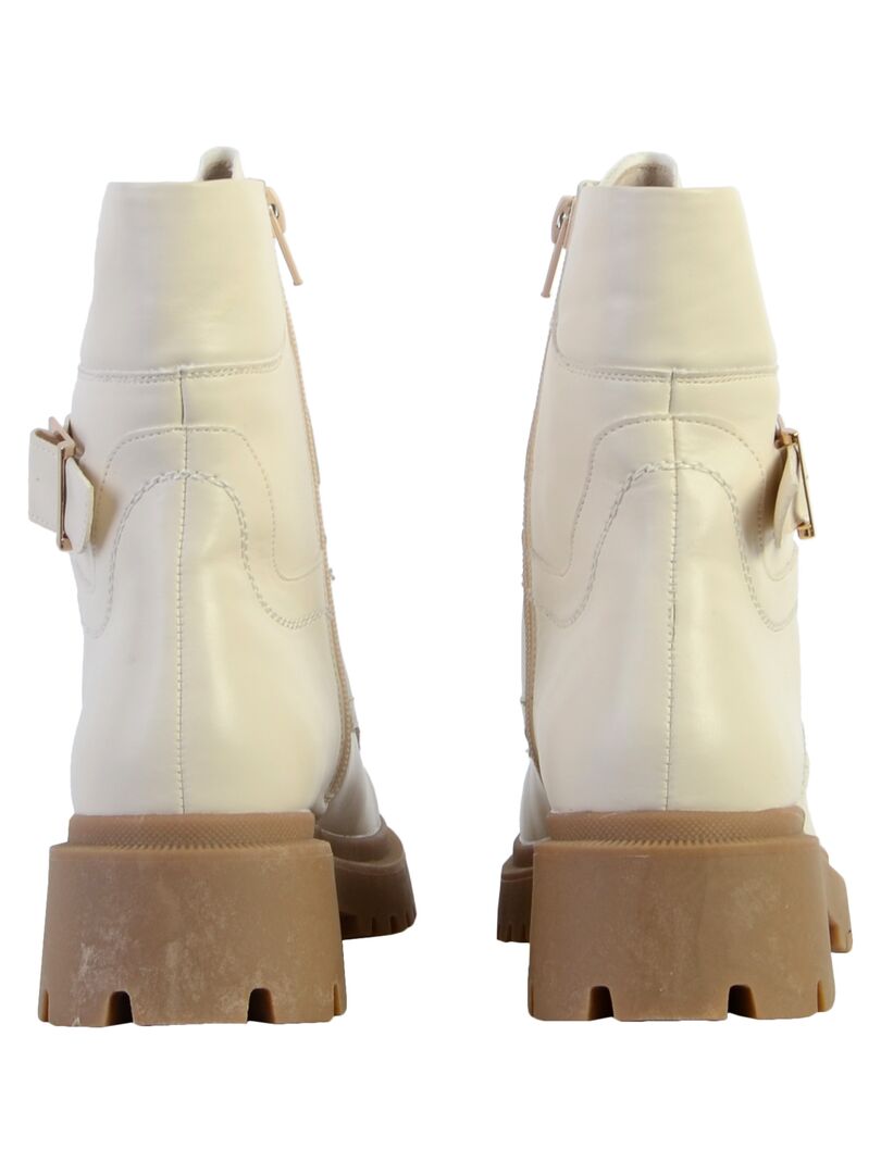 Boots Cuir The Divine Factory Beige - Kiabi