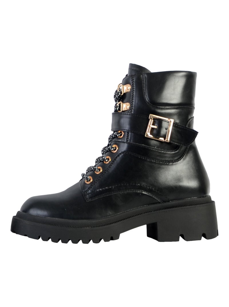 Boots Cuir The Divine Factory Noir - Kiabi