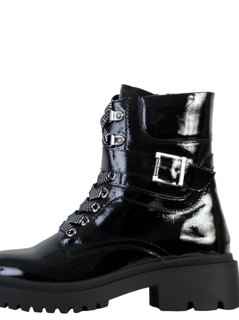 Boots Cuir The Divine Factory Noir - Kiabi