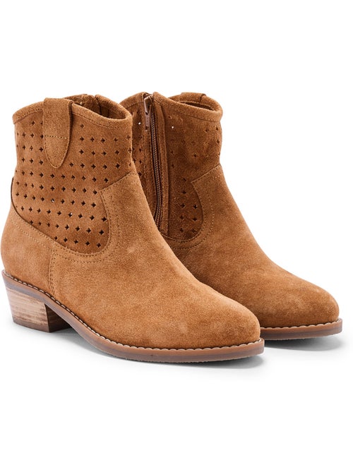 Boots cuir velours ajouré - PEDICONFORT - Kiabi