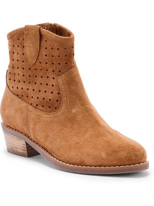 Boots cuir velours ajouré - PEDICONFORT - Kiabi