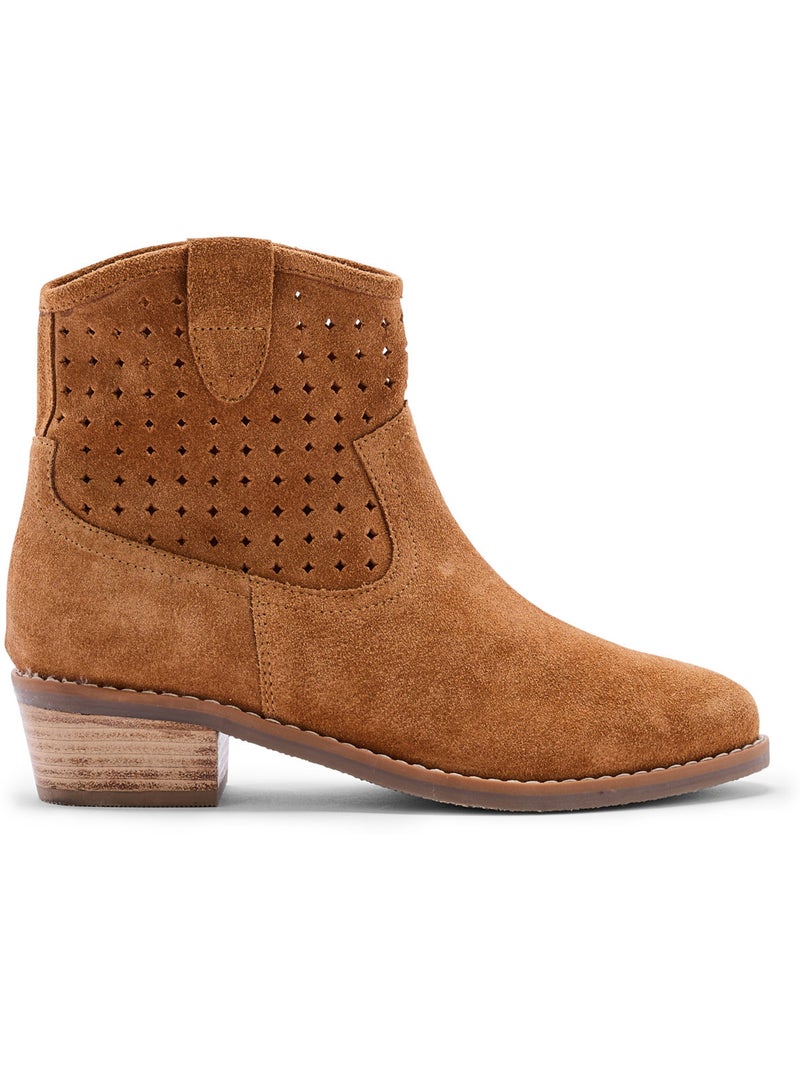Boots cuir velours ajouré - PEDICONFORT Marron - Kiabi