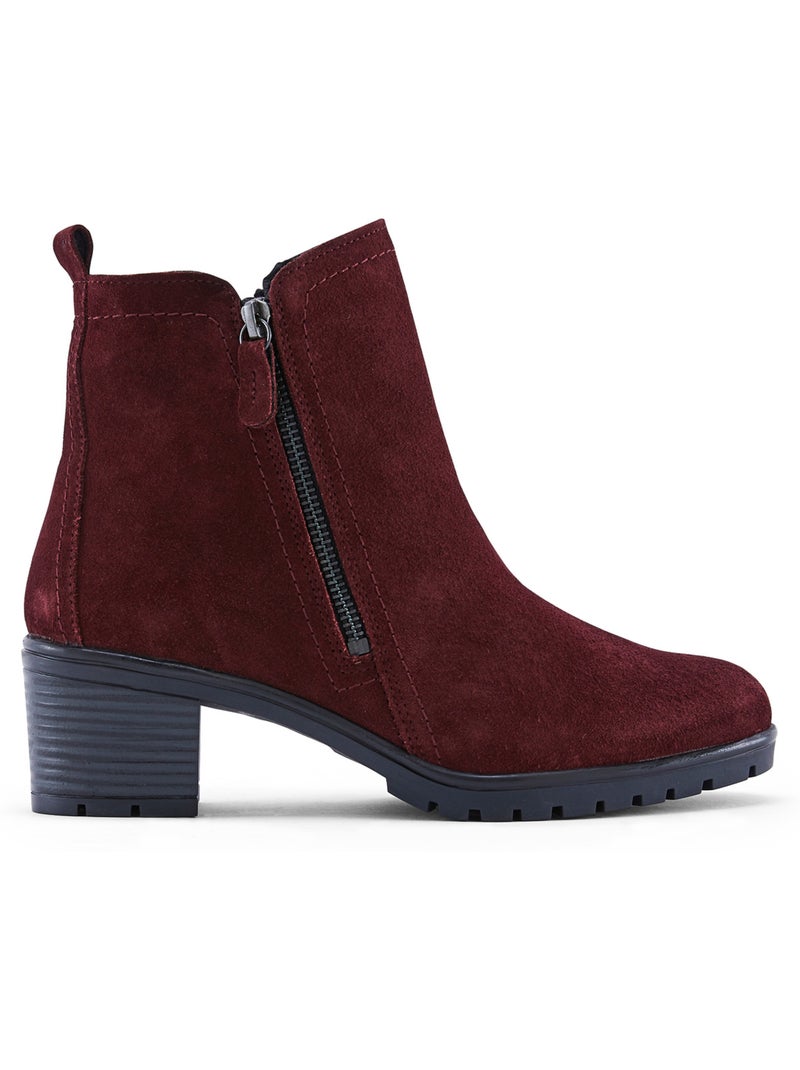 Boots cuir velours femme - PEDICONFORT Bordeaux - Kiabi