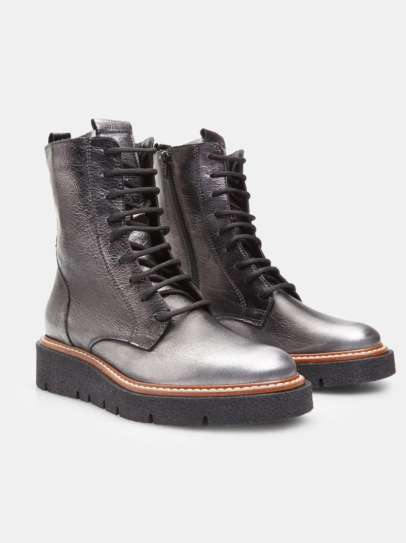 Boots de combat en cuir  BATA Gris - Kiabi