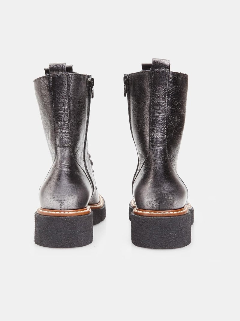 Boots de combat en cuir  BATA Gris - Kiabi