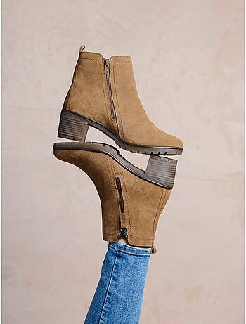 Boots dessus cuir velours - PEDICONFORT