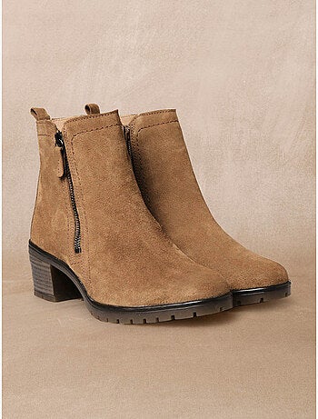 Boots dessus cuir velours - PEDICONFORT