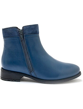 Boots double zip en cuir
