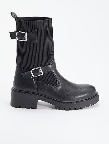 Boots effet chaussette en simili avec boucle