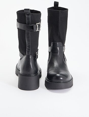 Boots effet chaussette en simili avec boucle