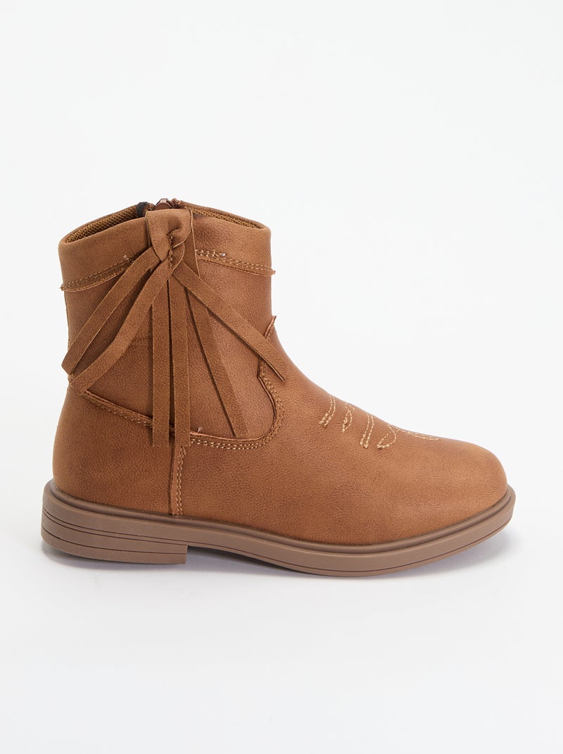 Boots effet suédine Beige - Kiabi