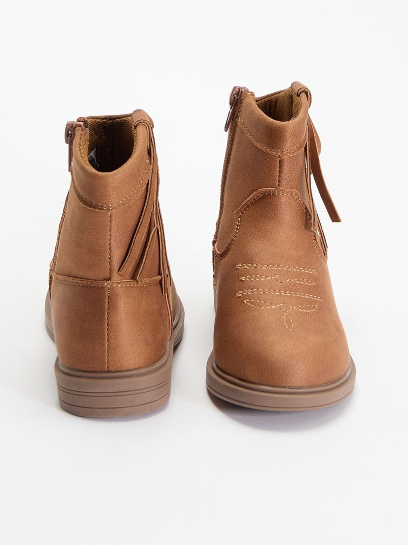 Boots effet suédine Beige - Kiabi