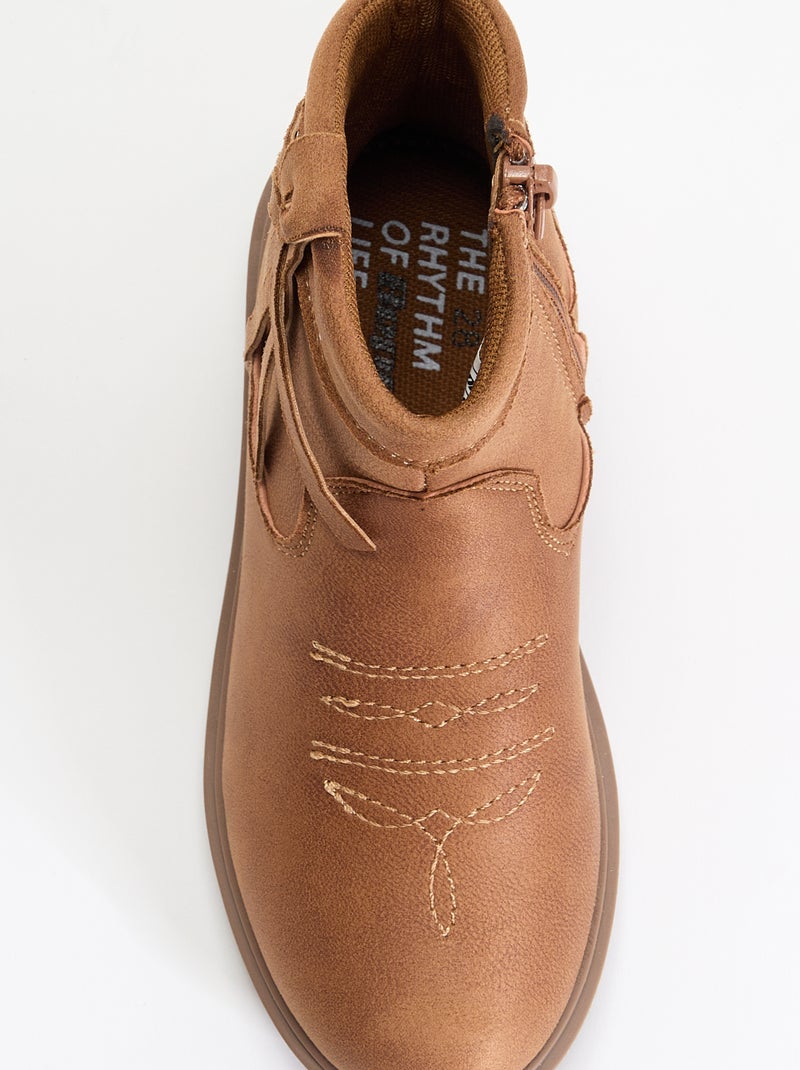 Boots effet suédine Beige - Kiabi
