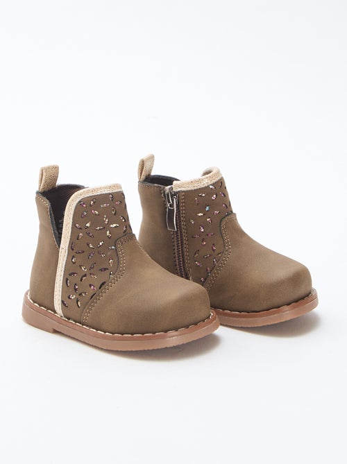 Boots effet suédine - Kiabi