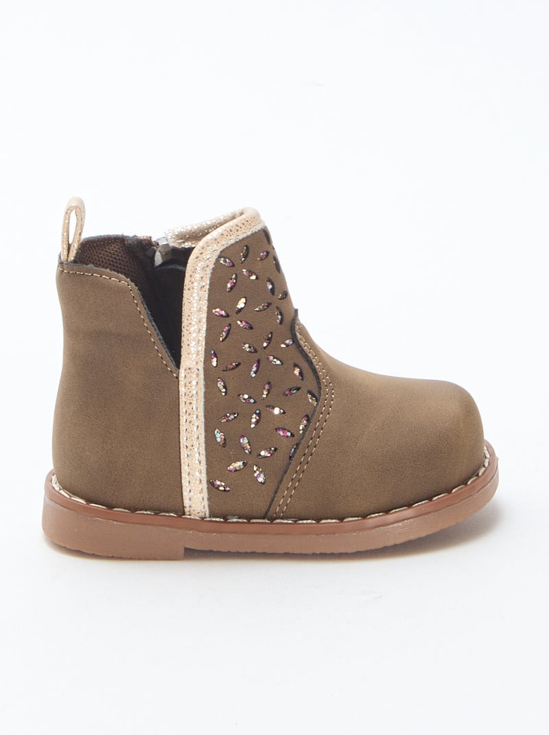 Boots effet suédine Marron - Kiabi