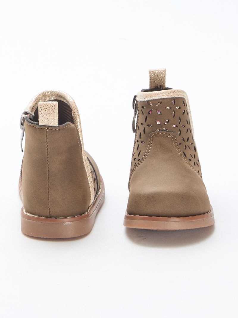 Boots effet suédine Marron - Kiabi