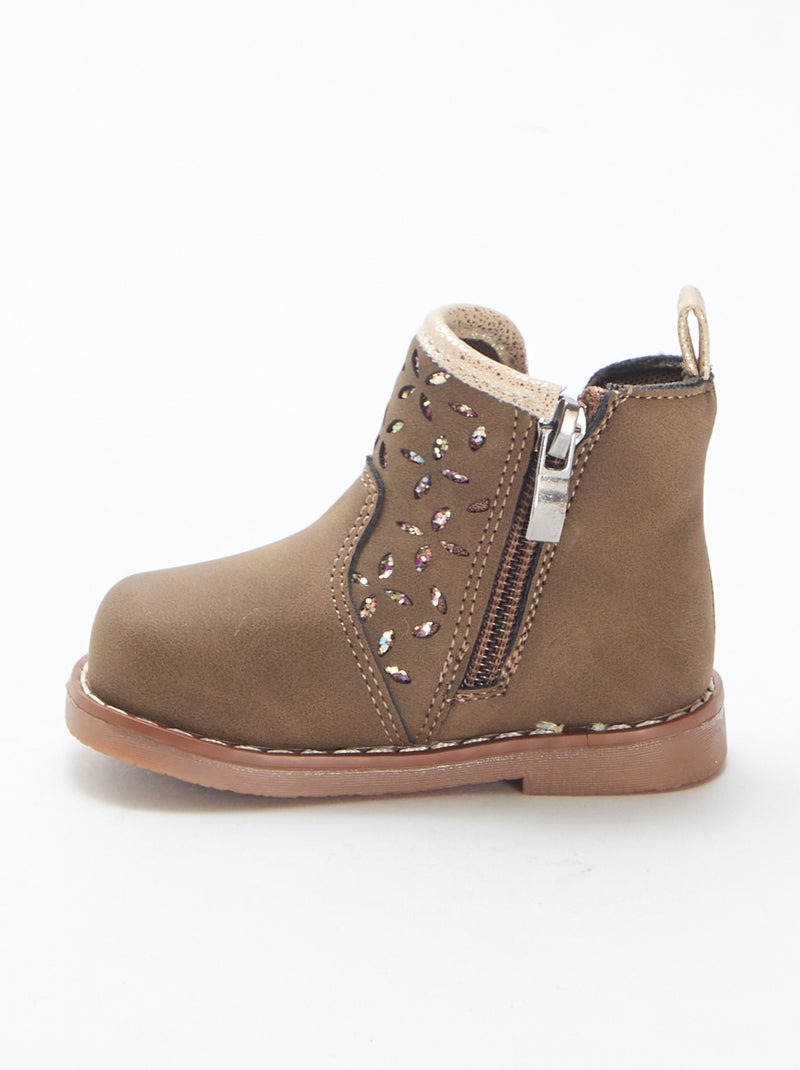 Boots effet suédine Marron - Kiabi