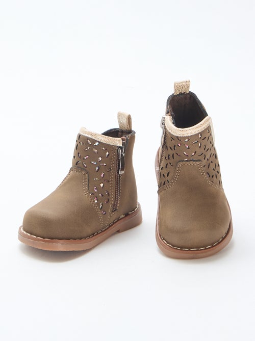 Boots effet suédine - Kiabi