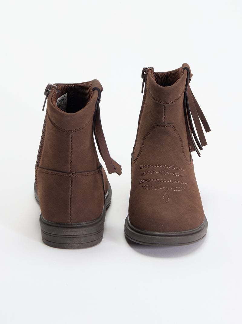 Boots effet suédine Marron - Kiabi