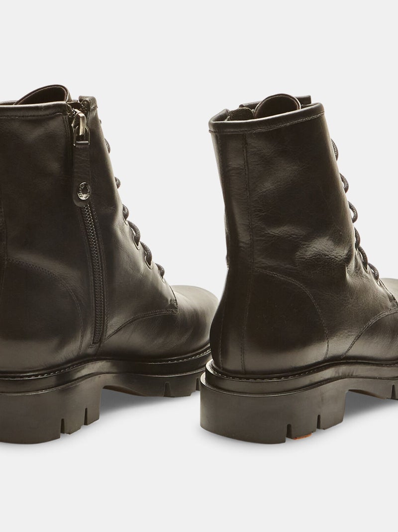 Boots en cuir avec semelle crantée BATA Noir - Kiabi