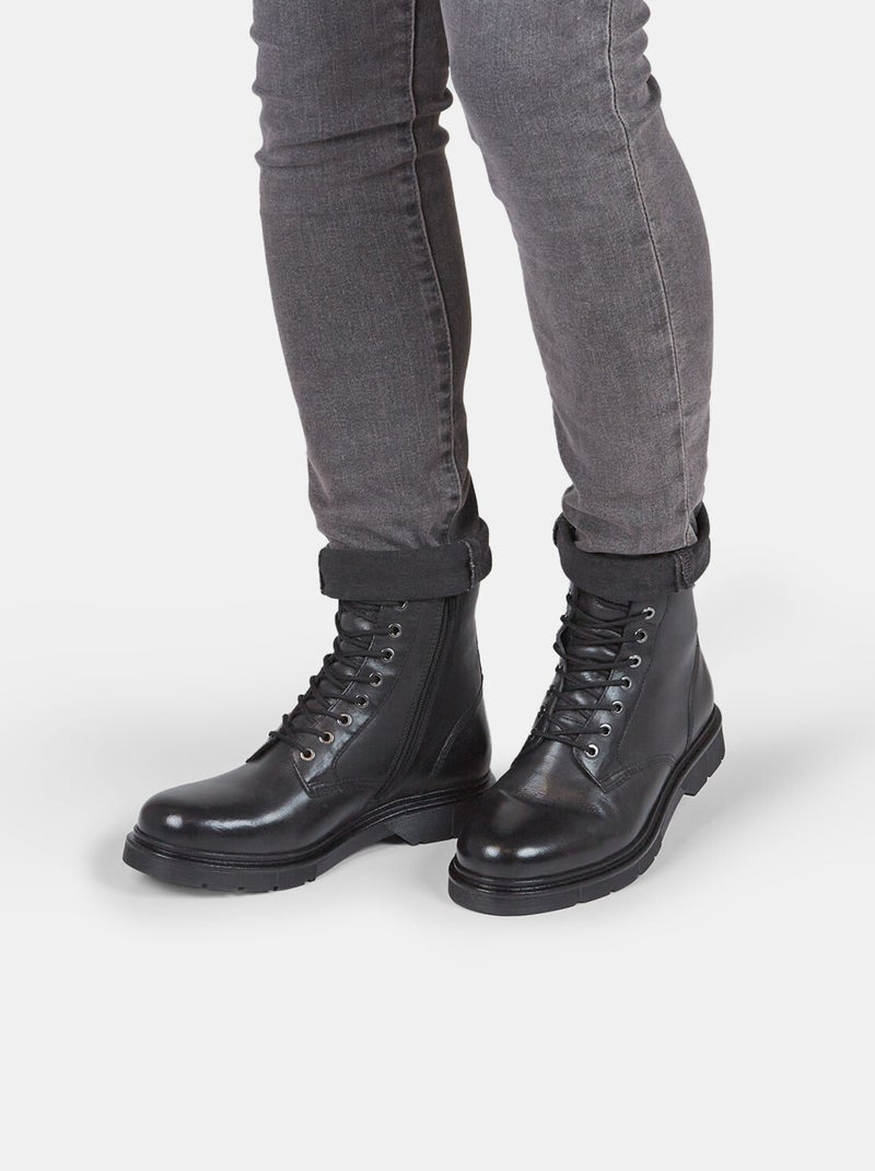 Boots en cuir BATA Noir - Kiabi