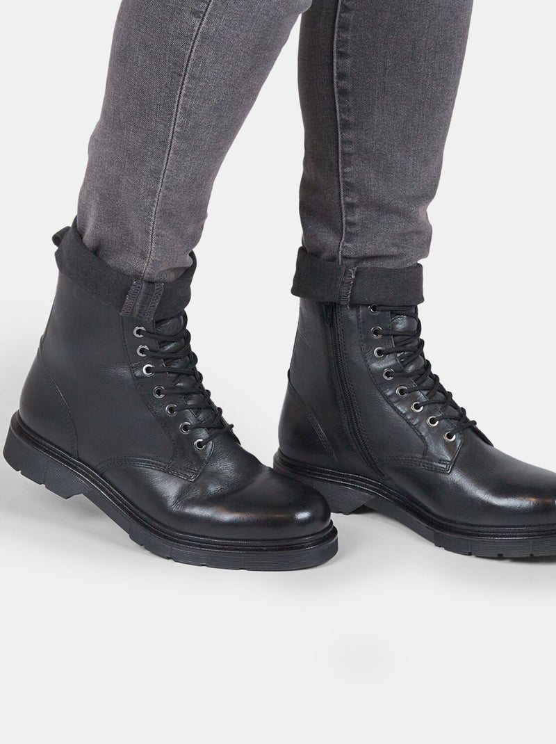 Boots en cuir BATA Noir - Kiabi