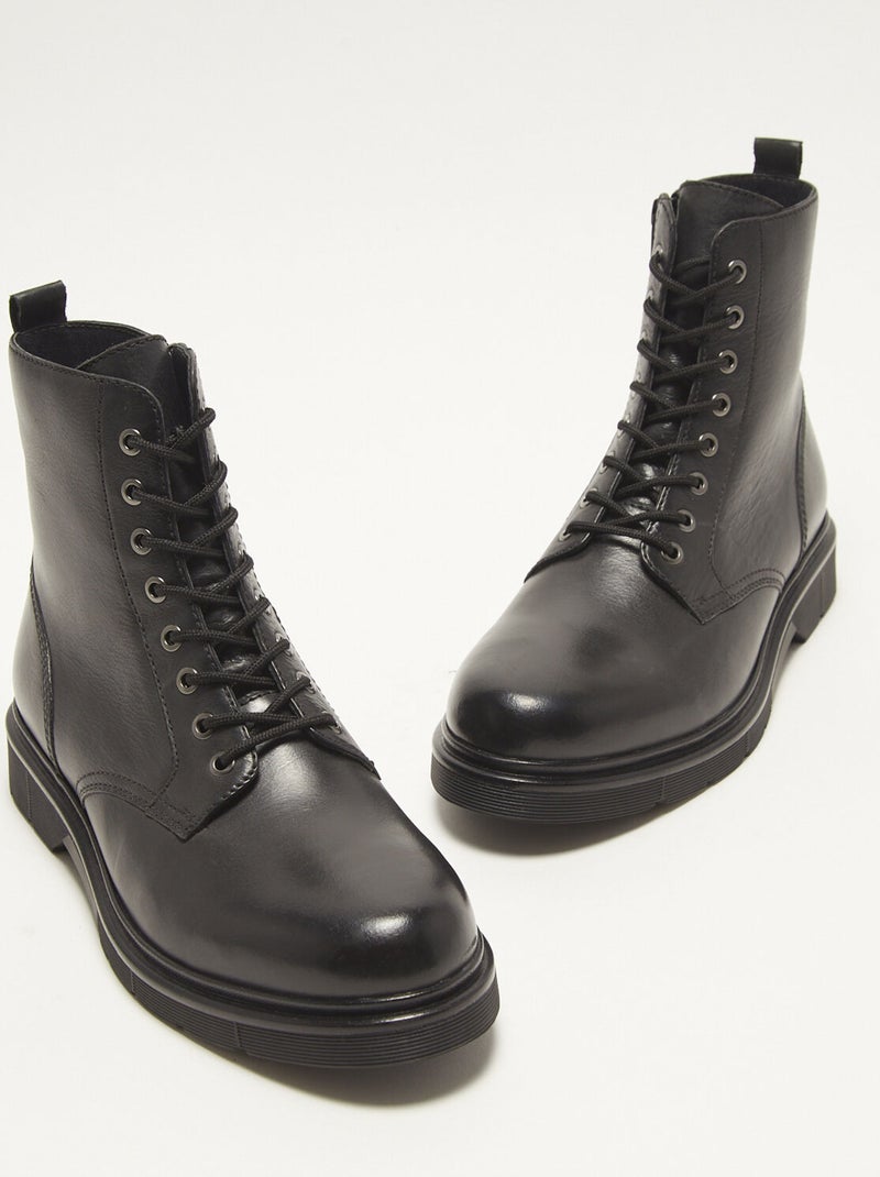Boots en cuir BATA Noir - Kiabi