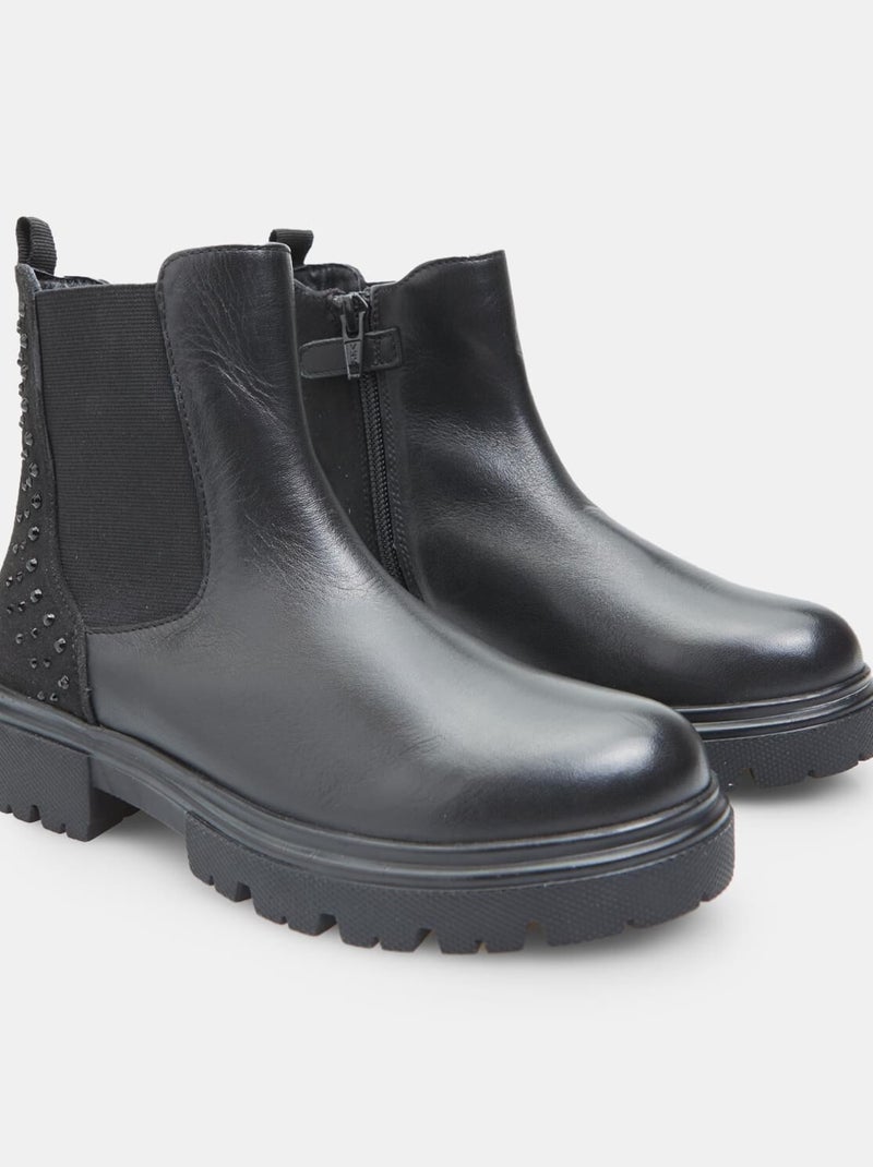 Boots en cuir BATA Noir - Kiabi