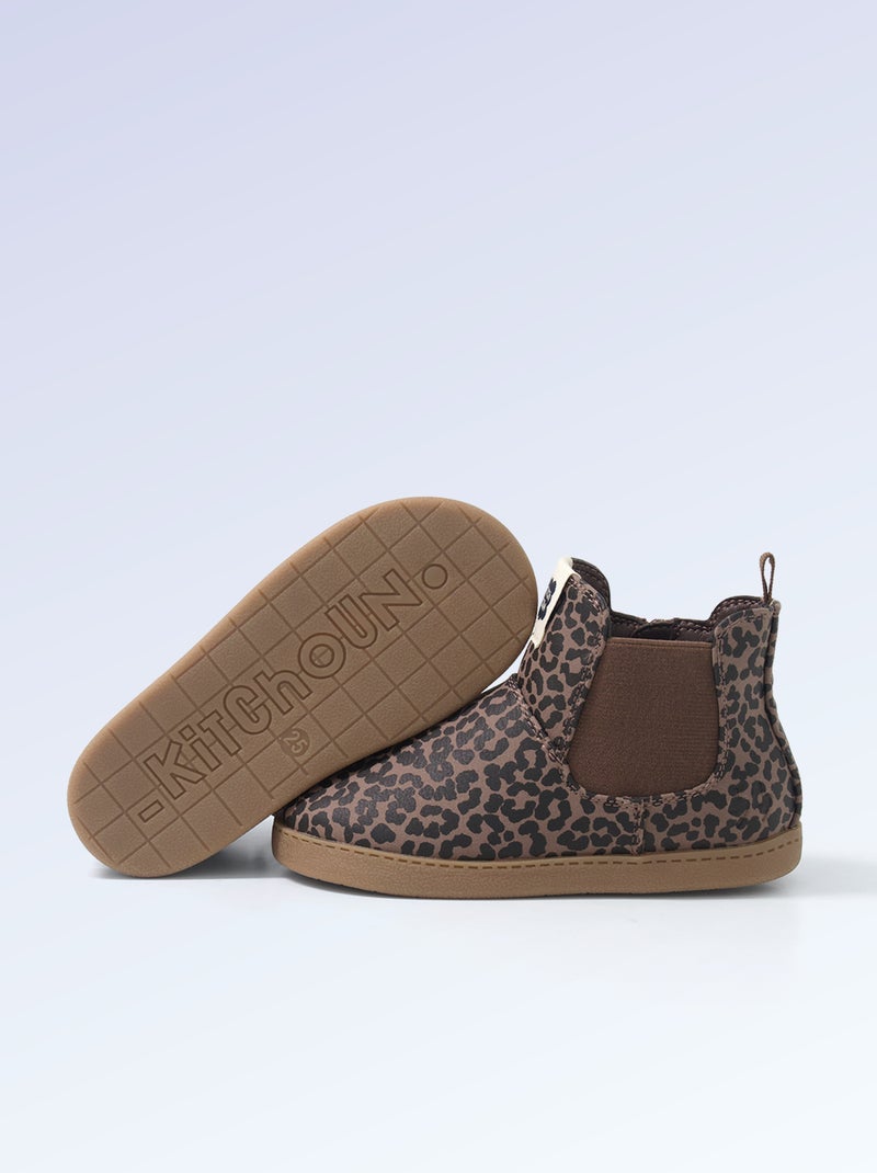 Boots en simili - Motricité 4 : pour marcher - Kitchoun Beige - Kiabi