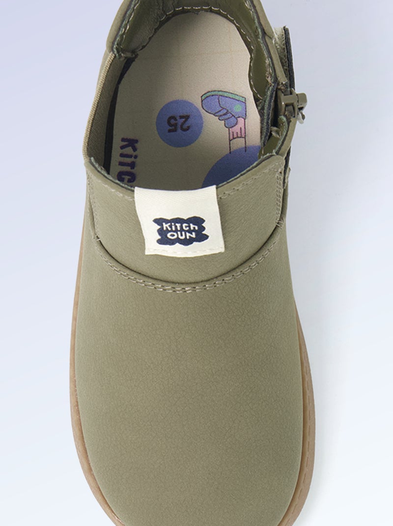 Boots en simili - Motricité 4 : pour marcher - Kitchoun Kaki - Kiabi