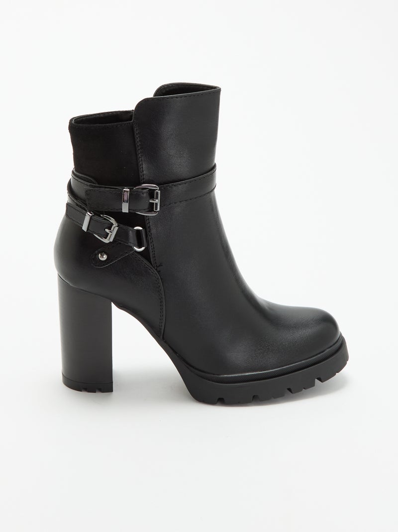 Boots en simili à talon haut Noir - Kiabi