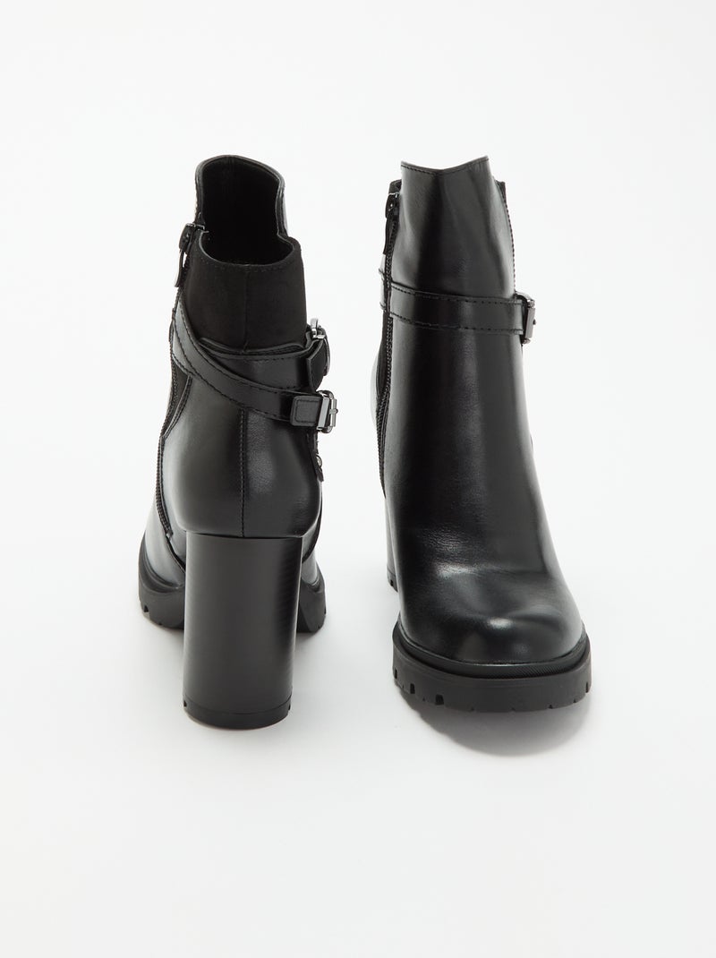 Boots en simili à talon haut Noir - Kiabi