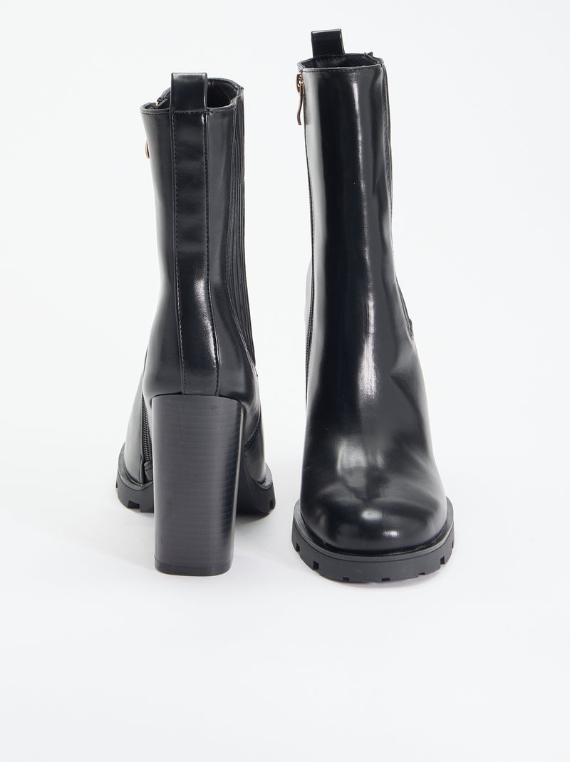 Boots en simili à talon haut Noir - Kiabi