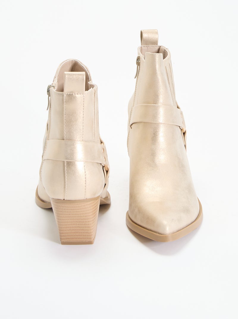 Boots en simili à talon Jaune - Kiabi