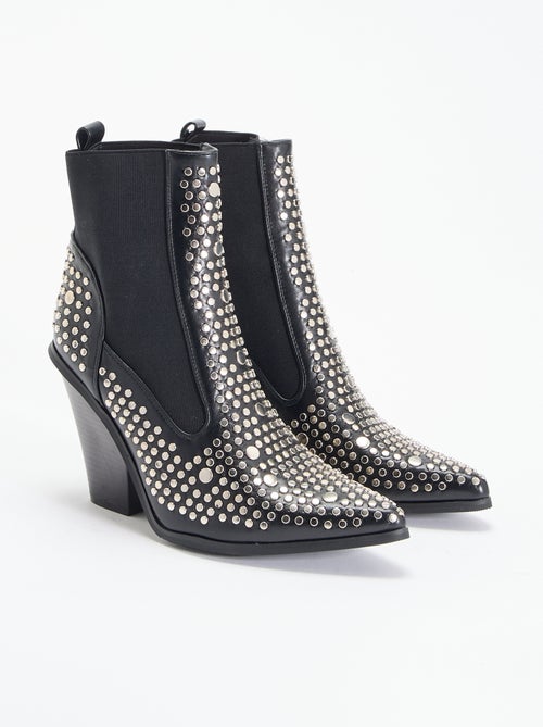 Boots en simili avec clous - Kiabi