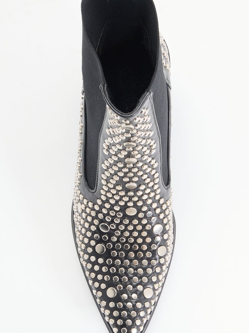 Boots en simili avec clous Noir - Kiabi